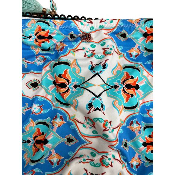 Nanette Lepore 2PC Bikini Blue Plunging Triangle Swimwear Top & Bottom 6 NWT - Picture 8 of 10